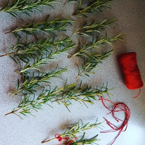 Preparing sprigs of rosemary for the South African war graves in Richmond, 2016